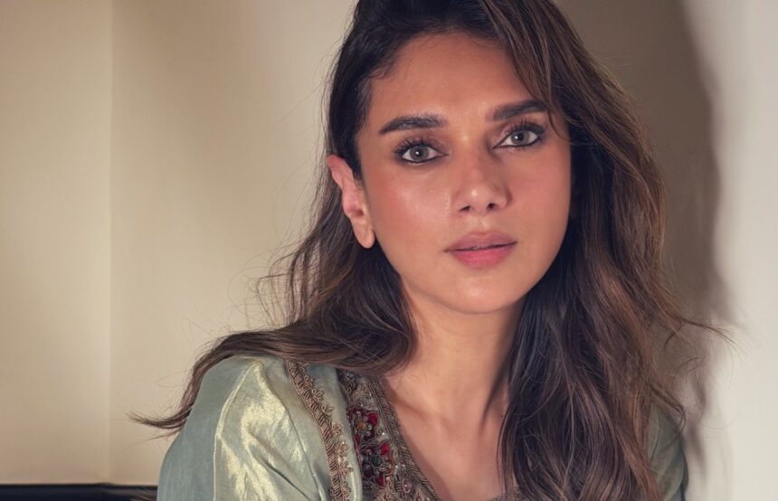 Aditi Rao Hydari in a sage gharara and red choga festive looks
