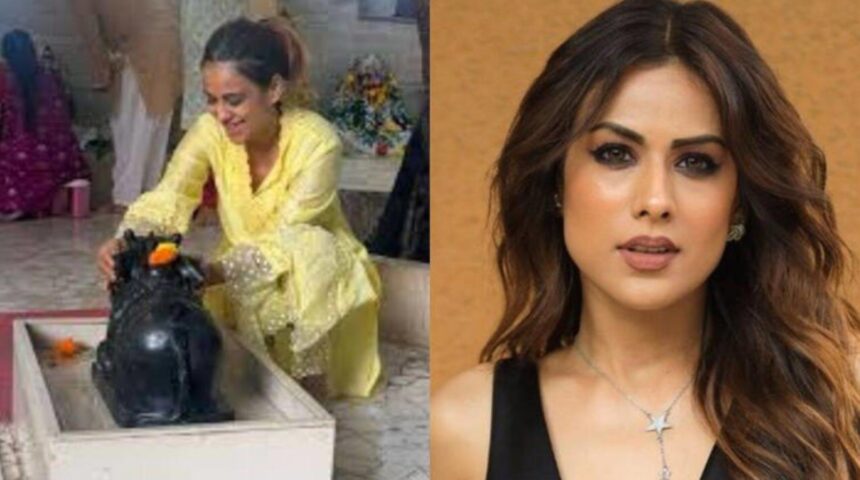 Nia Sharma performs prayers during her Sawan temple visit